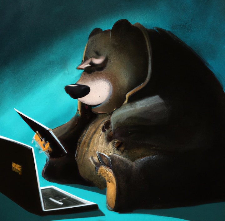 AI generated bear watching Youtube